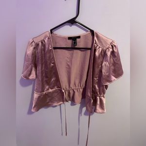 Large tie together dusty pink silky crop top from FOREVER 21